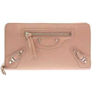 Balenciaga Continental Zip Leather Pink Round Long Wallet