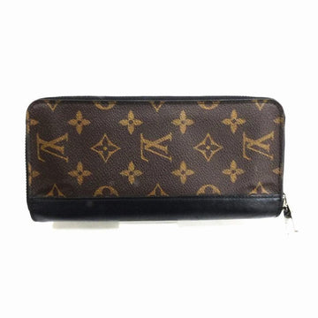 LOUIS VUITTON Zippy Vertical M60109 Wallet Monogram Macassar Round Long Brown Men's Leather