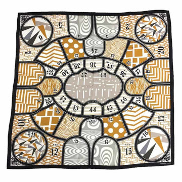 HERMES Carre 90 Scarf Muffler JEU DE SOIE Silk Game 2018 100% Black White Camel