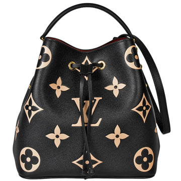 LOUIS VUITTON Neonoe MM Monogram Empreinte Leather Shoulder Bag Bicolor Black Beige M45497