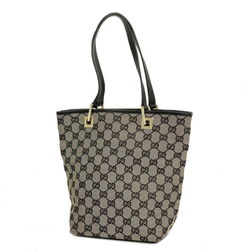GUCCI Tote Bag GG Canvas 002 1099 Leather Black Champagne Ladies