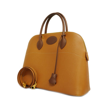HERMESAuth  2way Bag Bolide37 B Engraved Courchevel Leather Handbag Brown,Gold