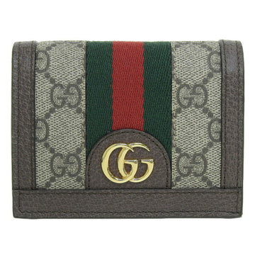 GUCCI Ophidia GG Supreme Card Case Wallet 523155 Beige/Brown Ladies