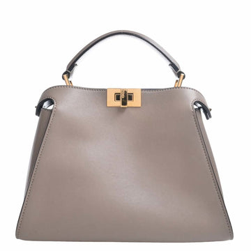 FENDI Peekaboo Leather Essential Handbag 8BN302 Greige Women's