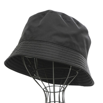 PRADA bucket hat logo plate nylon black 1HC137 L size