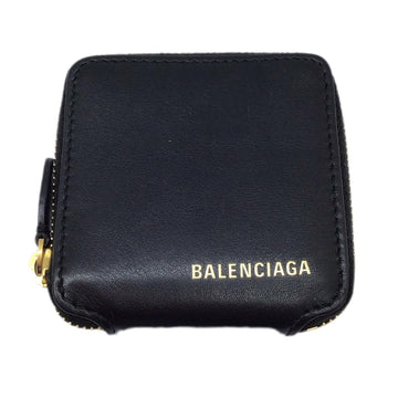 BALENCIAGA Coin Case 528926 Black Gold G Metal Purse Zippy Accessory Wallet Men Women Unisex