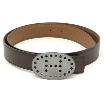 HERMES Evelyn Reversible Belt Leather Dark Brown #85 M engraved