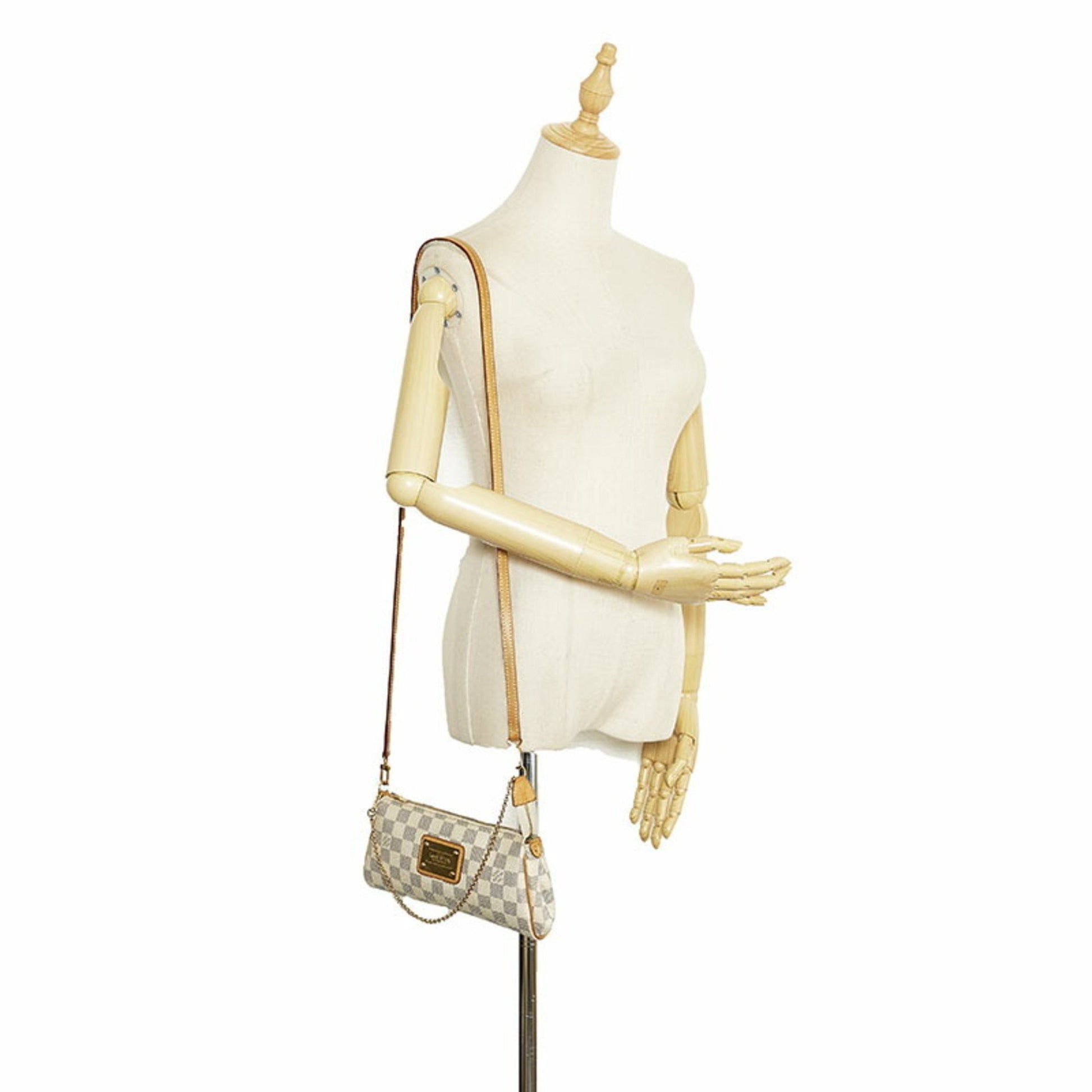 Louis Vuitton Damier Azur Eva Chain Shoulder Bag Handbag N55214 White Pvc  Leather Women's Louis Auction