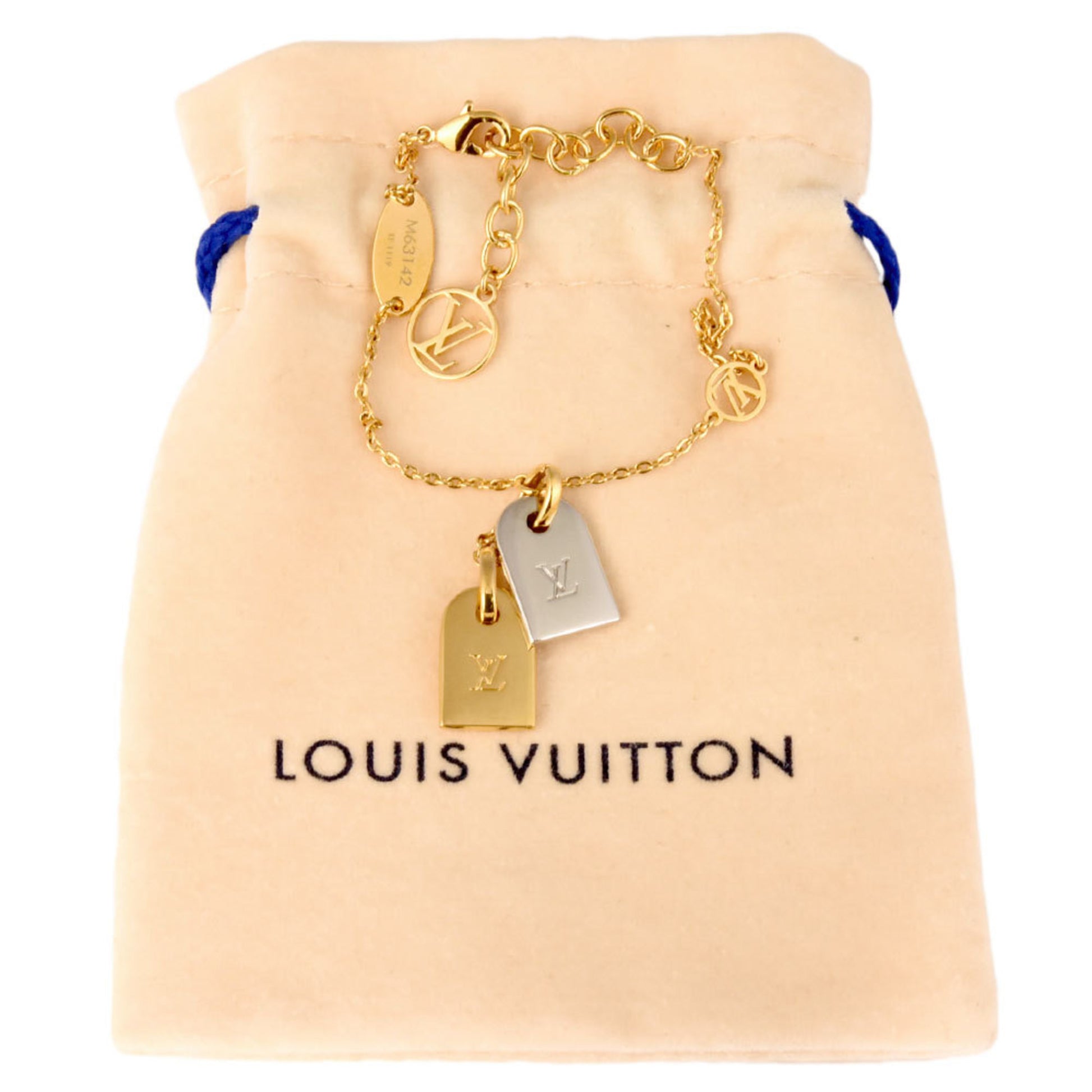 Louis Vuitton bracelet M65362 Shane Vegas Chain LV Logo gold plate  Authentic
