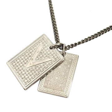 LOUIS VUITTON Collier Plakes Gambling Necklace M62678 Pendant Men's Silver x