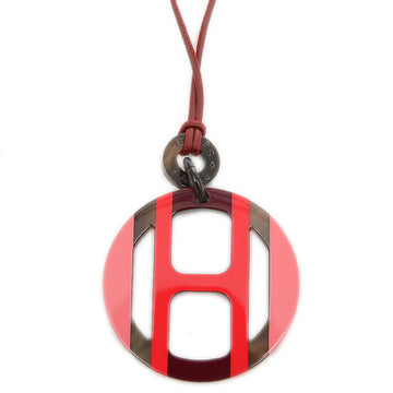 HERMES Buffalo Horn Necklace Red/Pink