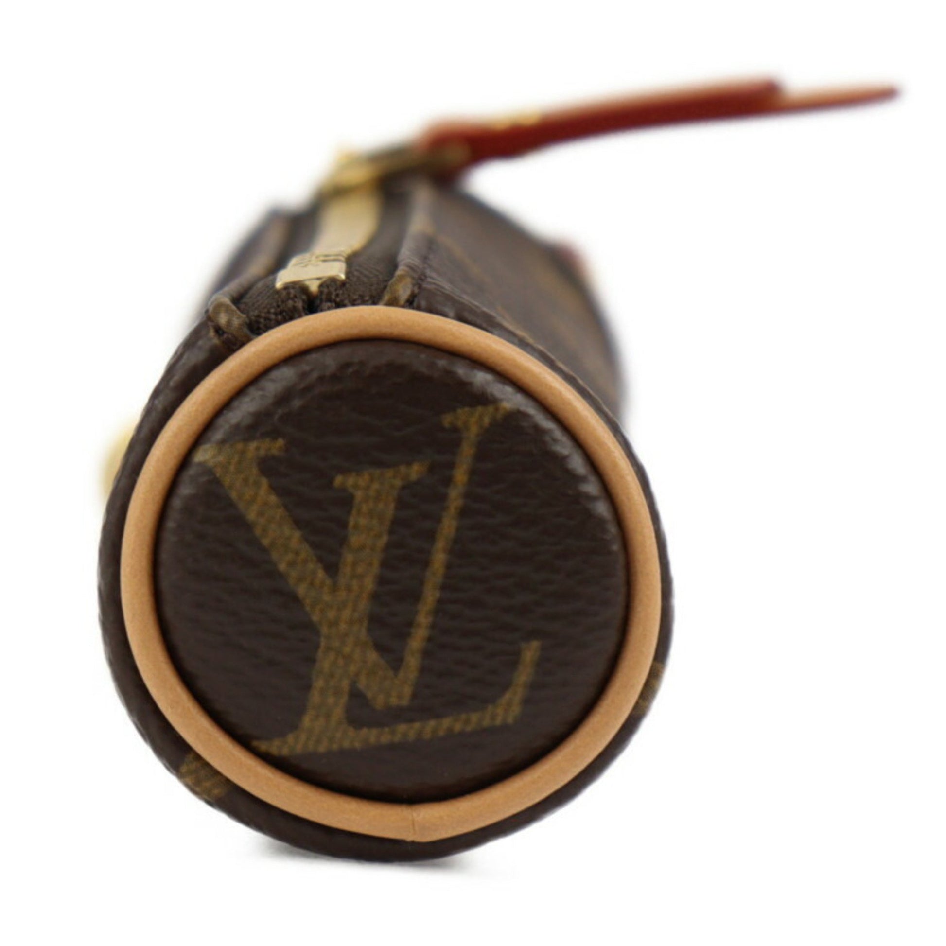 LOUIS VUITTON Louis Vuitton Micro Papillon Pouch M00354 Monogram Canvas  Leather Brown Gold Metal Fittings Accessory Case