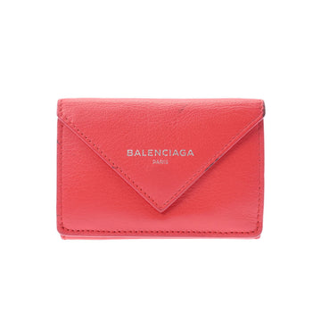 BALENCIAGA paper red ladies calf trifold wallet