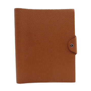 HERMES Notebook Ulysse GM SV Metal Fittings Ladies Men's Taurillon Clemence Brown Alzan Size N