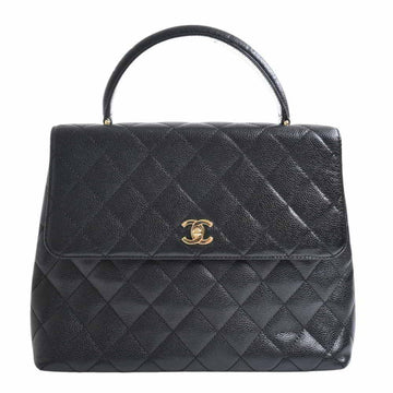 Chanel caviar skin matelasse here mark handbag black