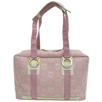 SALVATORE FERRAGAMO Gancini Canvas Boston Bag Pink