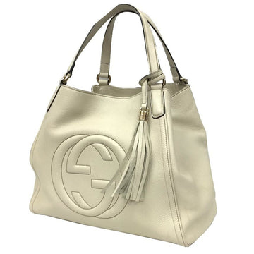 GUCCI 282309 Soho Cellarius Tote Bag Calf Leather White