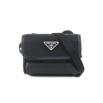 PRADA Saffiano Mini Pouch Shoulder Bag Nylon Leather Black 2ZT022 Silver Metal Fittings mini pouch