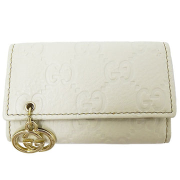 GUCCI Key Case Women's Shima Leather White 212111 6