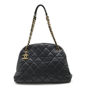 CHANEL Mademoiselle Matelasse Chain Tote Bag Shoulder Leather Black