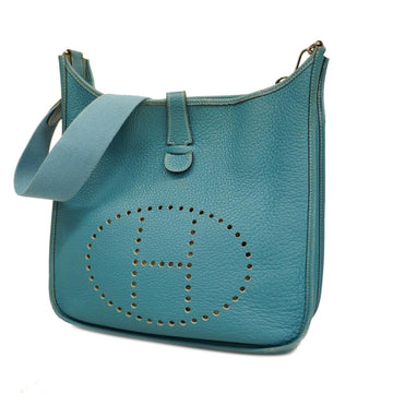 HERMES Shoulder Bag Evelyn 2PM H Engraved Taurillon Clemence Blue Jean Silver Hardware Ladies