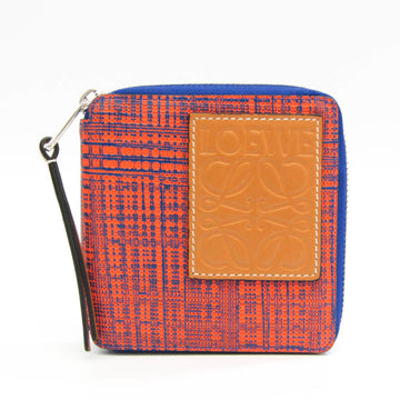 Loewe Linen Square Zip Women's Leather Wallet (bi-fold) Blue,Orange