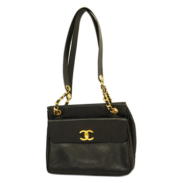 CHANELAuth  Women's Caviar Leather Shoulder Bag Black