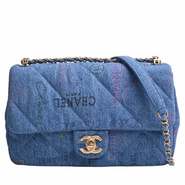 CHANEL Matelasse Coco Mark Chain Shoulder Bag Blue Ladies