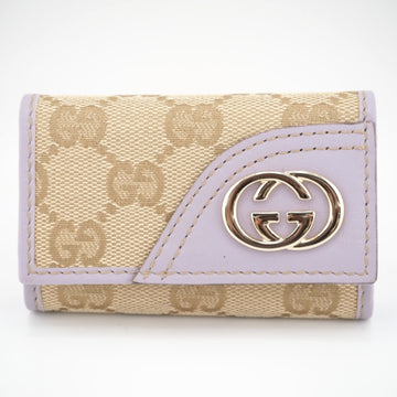 GUCCI 181599 Miss GG 6-row Canvas Key Case Beige Ladies