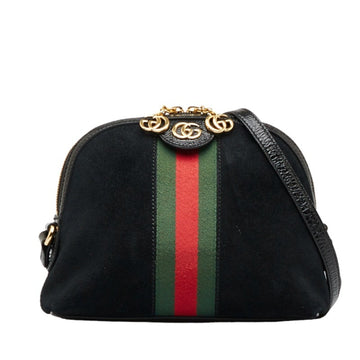 GUCCI Ophidia Sherry Line Shoulder Bag 499621 Black Multicolor Suede Leather Women's