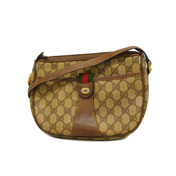 GUCCI Shoulder Bag GG Supreme Sherry Line 89 02 032 PVC Brown Beige Gold Hardware Women's