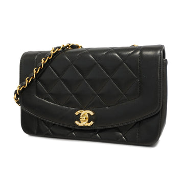 Chanel Shoulder Bag Matelasse Diana Flap Single Chain Lambskin Black Gold metal