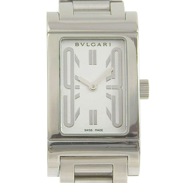 BVLGARI Lettangolo RT39S Stainless Steel Silver Quartz Analog Display Ladies White Dial Watch