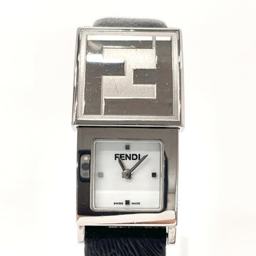 FENDI Zucca Secret Watch Stainless Steel/Leather  5400L Ladies Silver