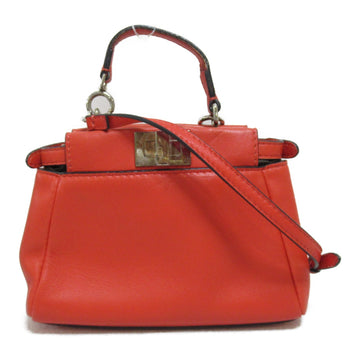 FENDI Micro Peekaboo Shoulder Bag Red leather