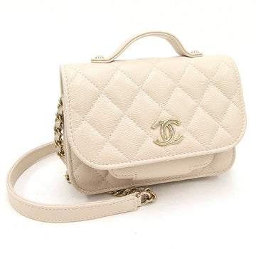 CHANEL Handbag Matelasse Infinity AP2914 Light Beige Caviar Skin Women's Chain Bag Quilting Diamond Stitch Coco Mark