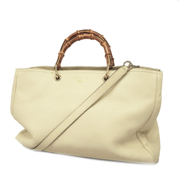 GUCCIAuth  Bamboo 2way Bag 323658 Women's Leather Handbag,Shoulder Bag Ivory