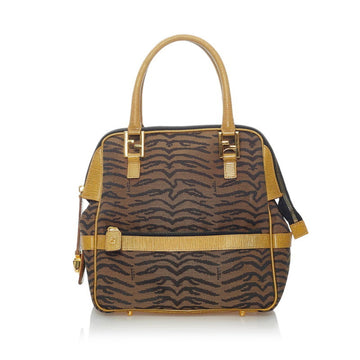 Fendi zebra handbag brown canvas leather ladies FENDI