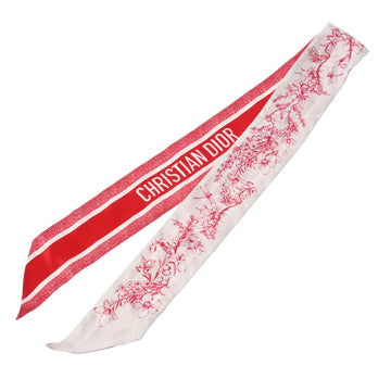 DIOR Twilly White/Red - Women's 100% Silk Scarf