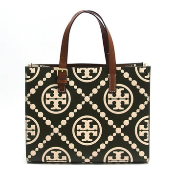 TORY BURCH T Monogram Contrast Embossed Small Tote Bag Moss Green
