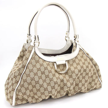 Gucci Tote Bag GG Canvas Abbey 189835 Beige White Ladies Handbag GUCCI
