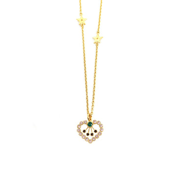 Christian Dior rhinestone heart star necklace gold accessories Necklace