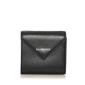 Balenciaga paper trifold wallet 637450 black leather ladies BALENCIAGA