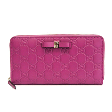 Guccissima Ribbon 388680 Women's Leather Long Wallet (bi-fold) Light Purple