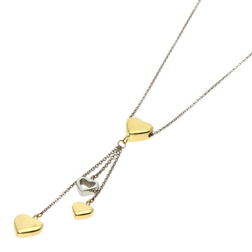 TIFFANY Multi Heart Drop Necklace K18 Yellow Gold/K18WG Women's &Co.