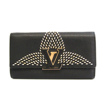 Louis Vuitton Taurillon Portefeuil Capucines M63954 Women's Taurillon Leather Long Wallet (bi-fold) Noir