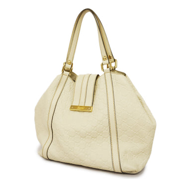 GUCCIAuth  Sima 233607 Women's Leather Tote Bag Ivory
