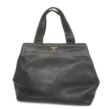 CHANELAuth  Women's Caviar Leather Tote Bag Black