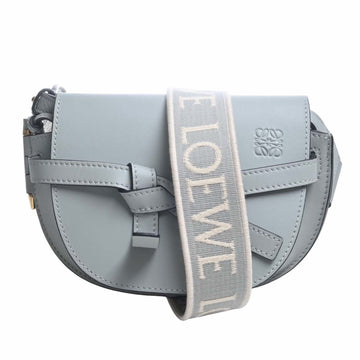 LOEWE Leather Gate Dual Mini Shoulder Bag Gray Ladies