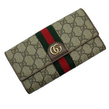 Gucci Long Wallet GG Supreme Disney Collaboration Three Little Pigs Brown PVC Leather 557803